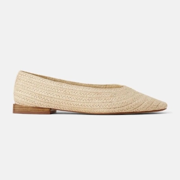 Zara Raffia Woven Jute Natural Ballet Flat Beige - Picture 5 of 7